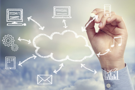 Cloud Computing Concept Diagram Sketched in Chalk